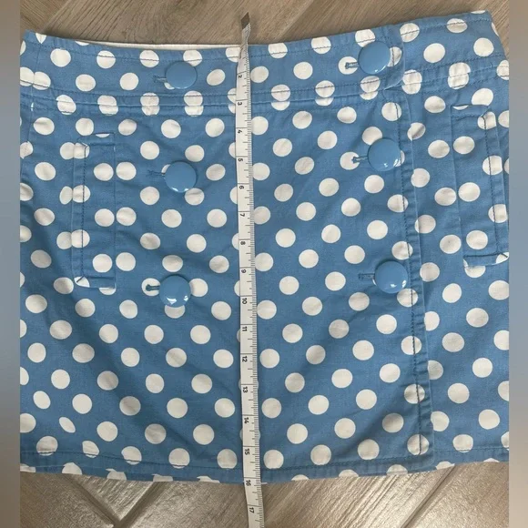 J. Crew Blue and White polka Dot. Mini Skirt - Picture 5 of 6